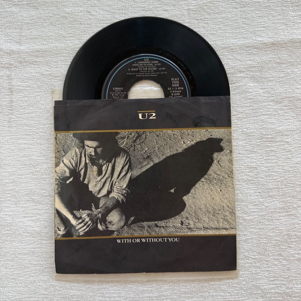 U2 With Or Without You 7" Vinyl Single 1987 Island Records Picture Sleeve